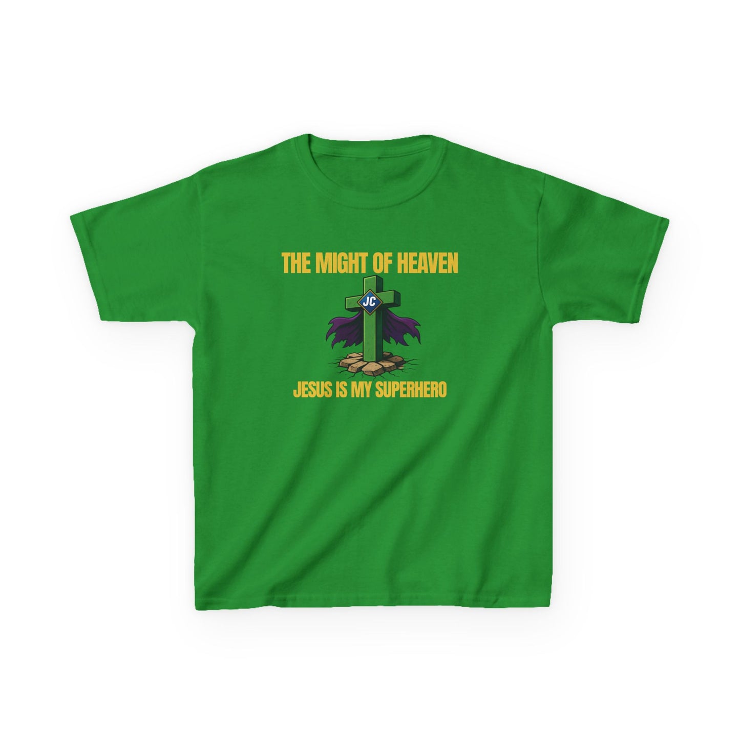 The Might of Heaven — Jesus Is My Superhero | Kids Christian T-Shirt | Faith & Courage Tee