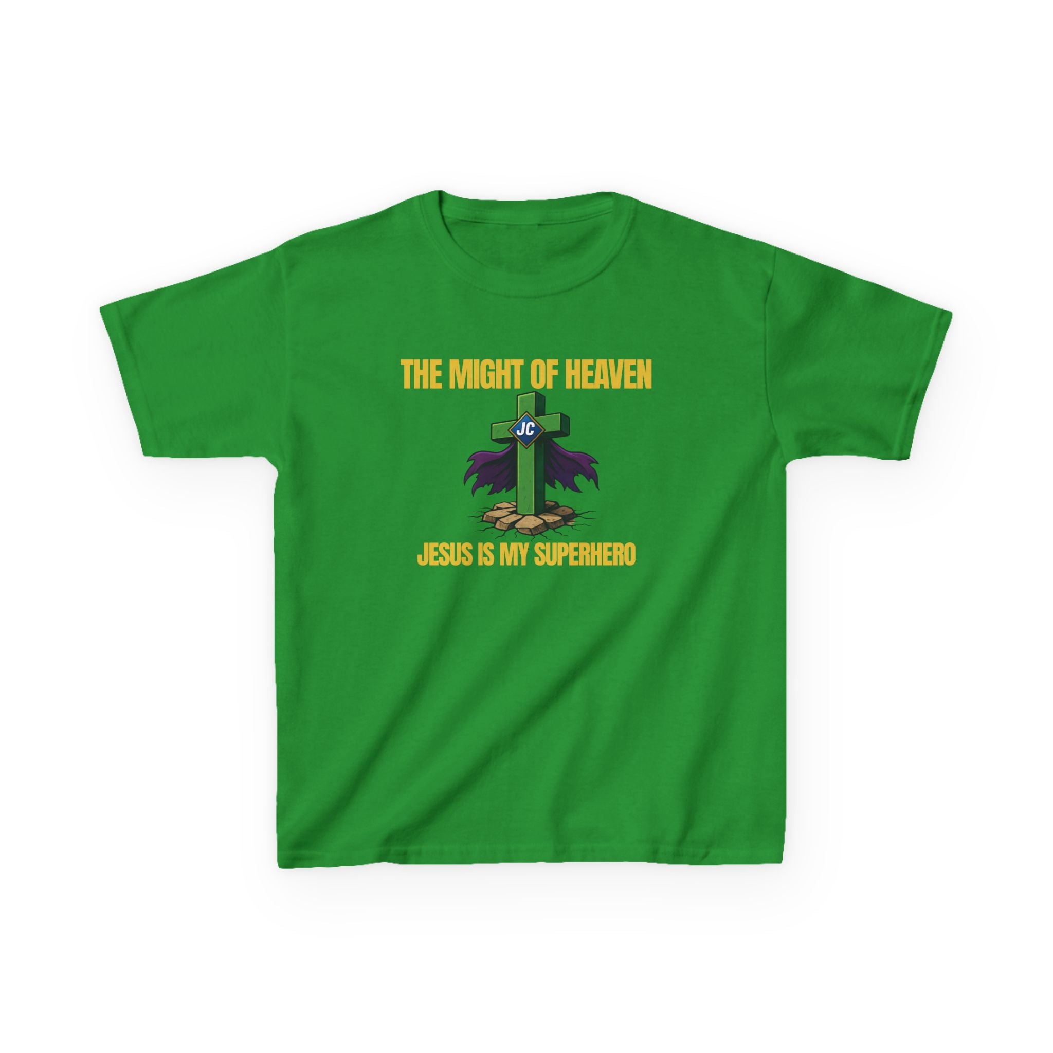 The Might of Heaven — Jesus Is My Superhero | Kids Christian T-Shirt | Faith & Courage Tee