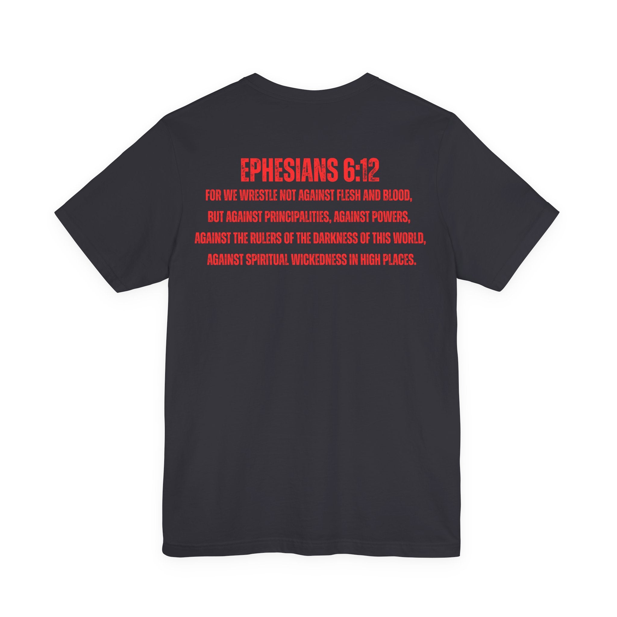 Fighting the Darkness Christian Jersey T-Shirt – Ephesians 6:12 Bible Verse Tee, Spiritual Warrior Faith Apparel