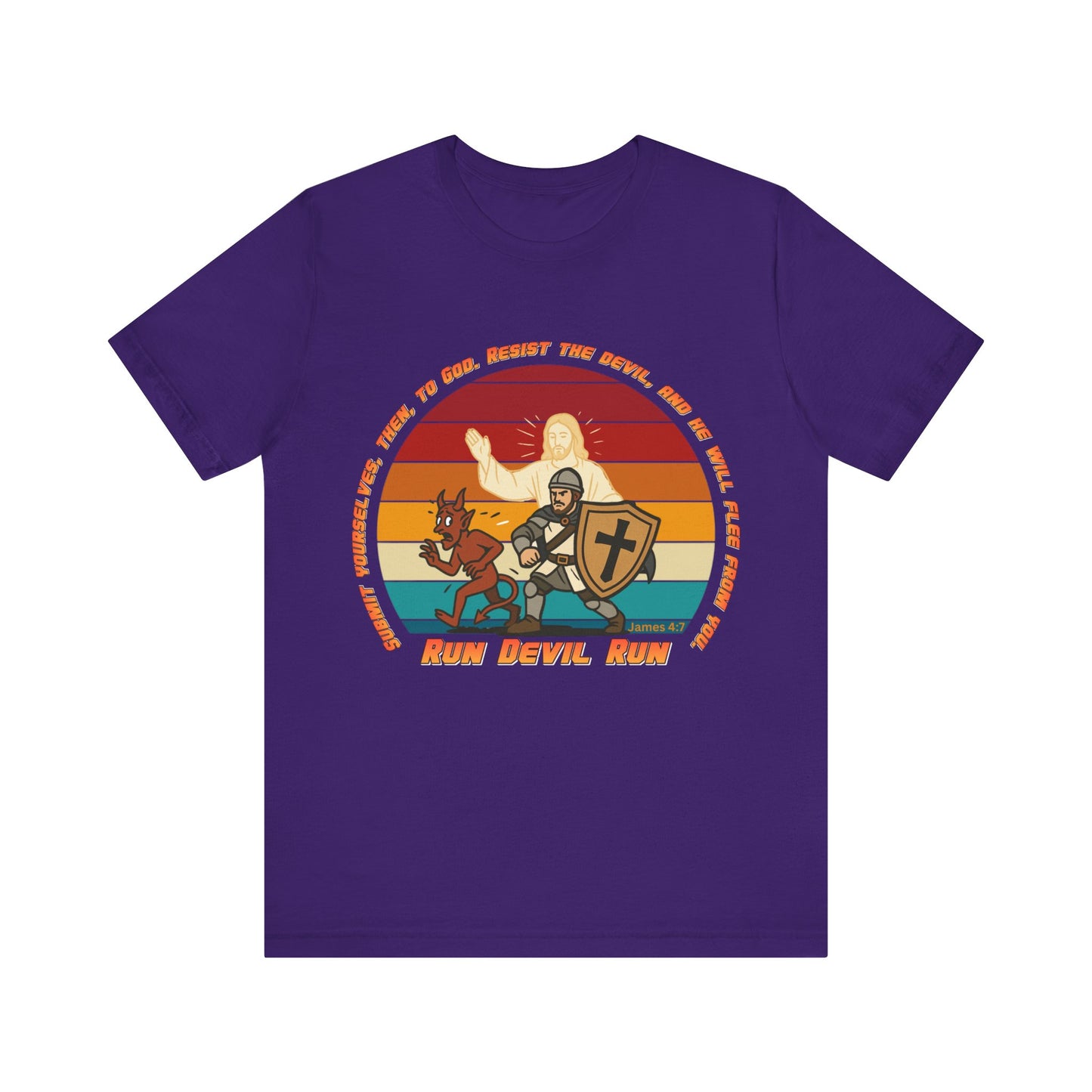 Run Devil Run — James 4:7  | Unisex Jersey Short Sleeve Christian Tee