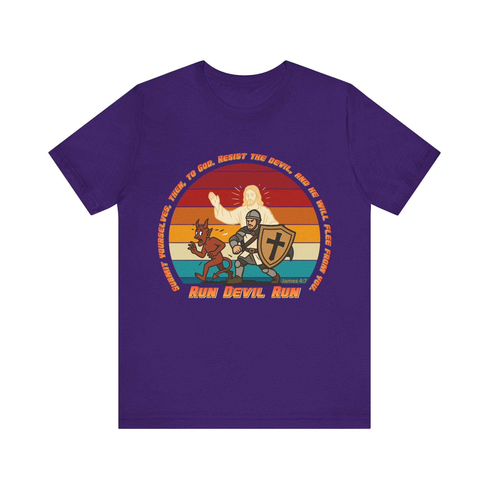 Run Devil Run — James 4:7  | Unisex Jersey Short Sleeve Christian Tee