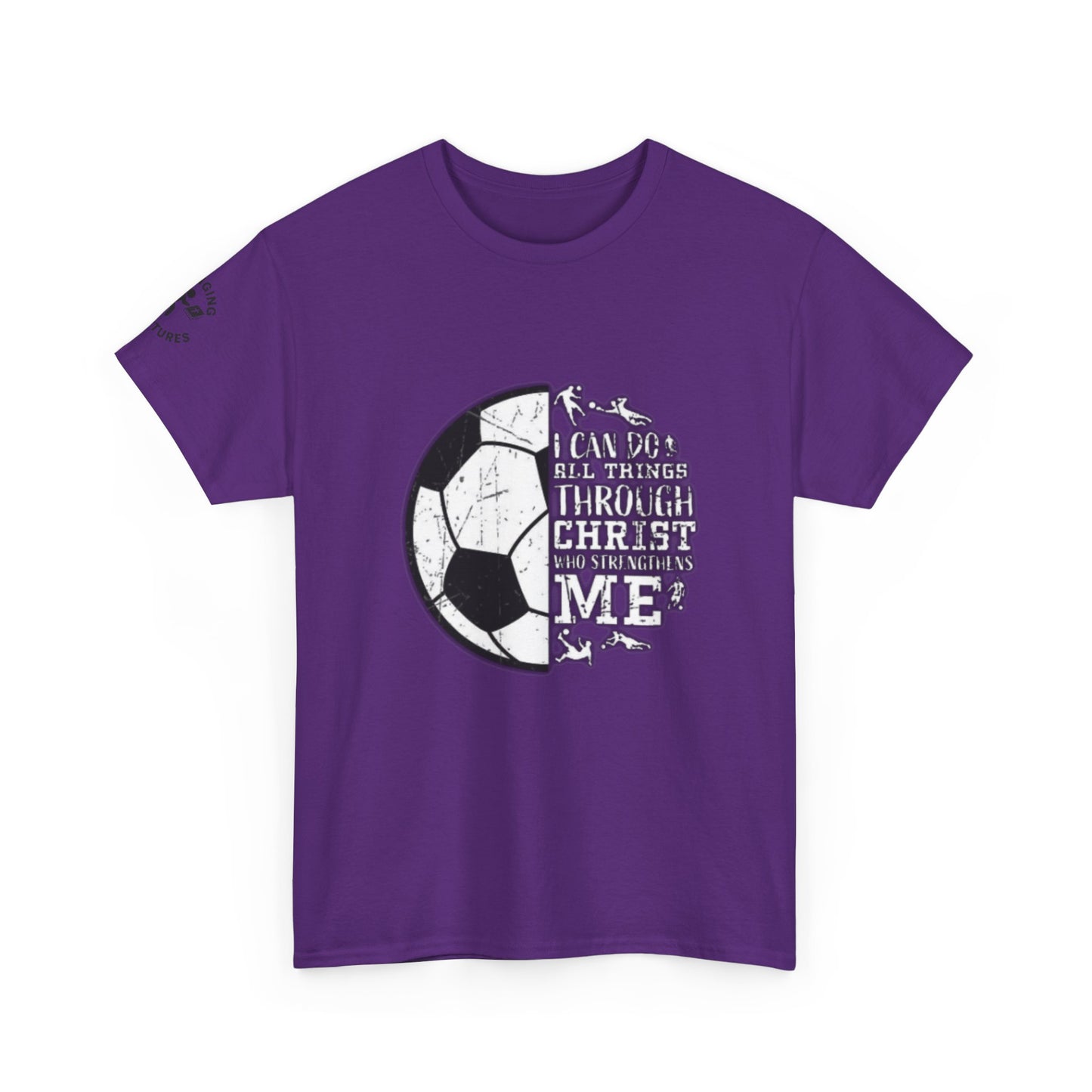 Philippians 4:13 Soccer Tee | Christian Athlete Shirt | Faith-Based Sports Apparel | Unisex Heavy Cotton