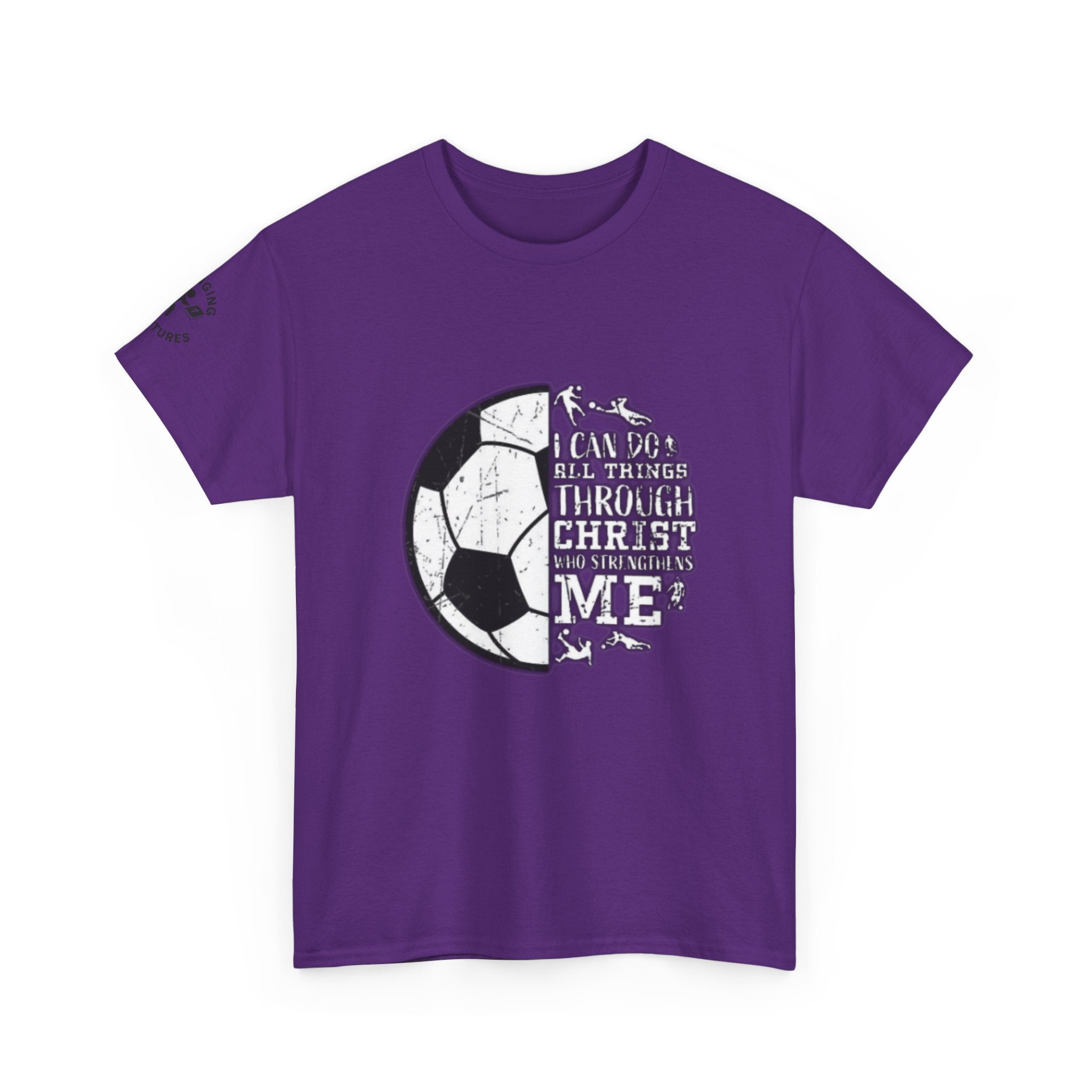 Philippians 4:13 Soccer Tee | Christian Athlete Shirt | Faith-Based Sports Apparel | Unisex Heavy Cotton