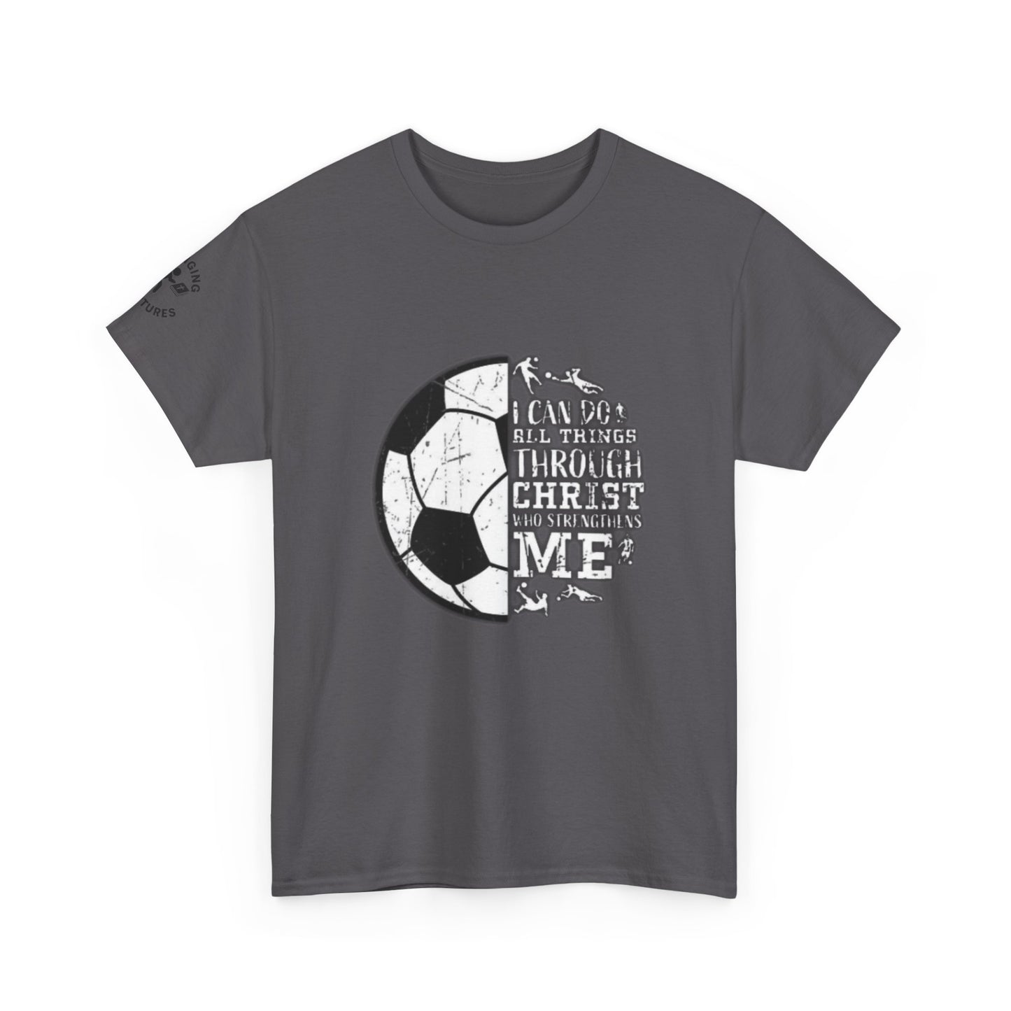 Philippians 4:13 Soccer Tee | Christian Athlete Shirt | Faith-Based Sports Apparel | Unisex Heavy Cotton