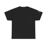 Back of black Christian t-shirt with no design, solid black fabric