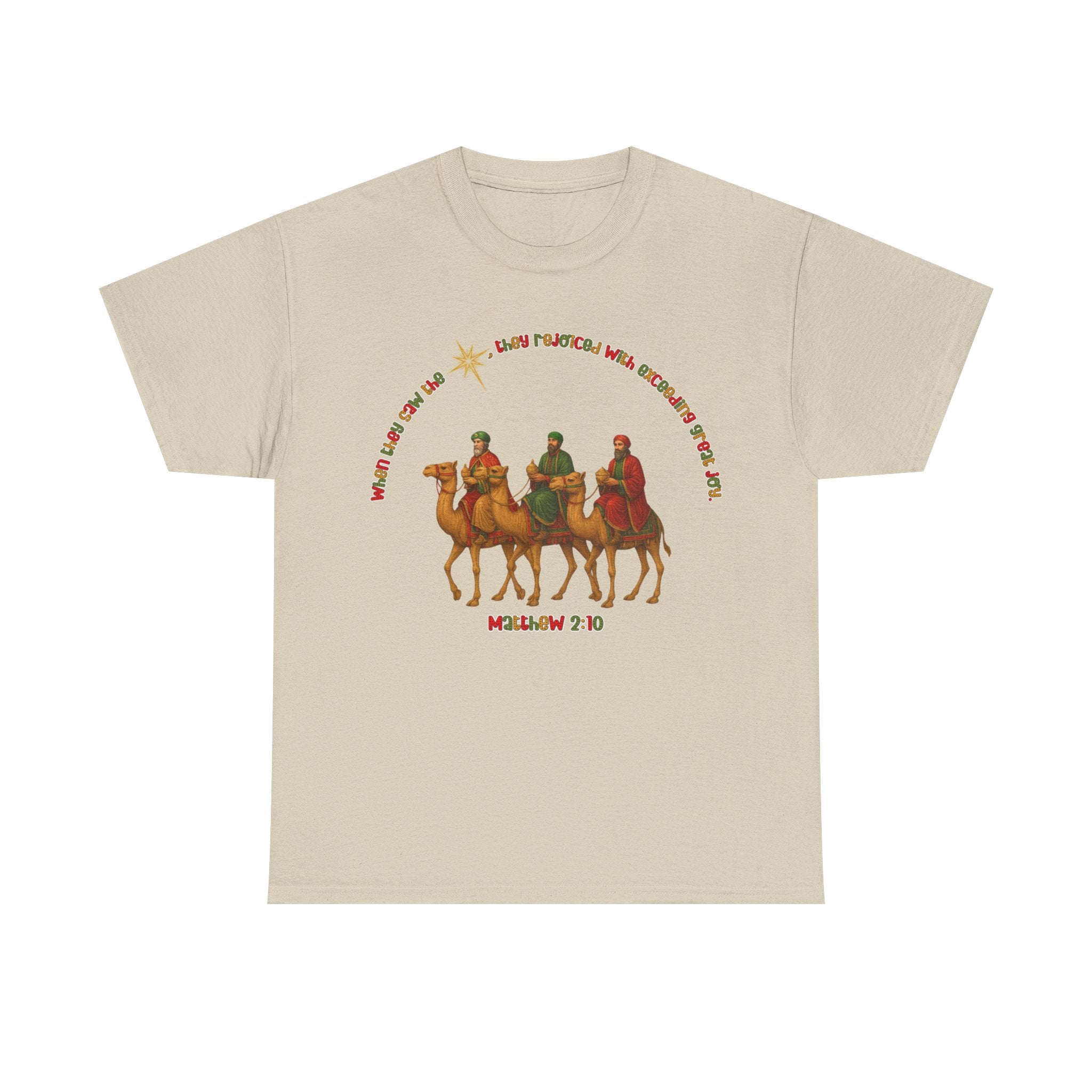 Three Wise Men Christmas Tee | Matthew 2:10 Nativity Shirt | Unisex Heavy Cotton Christian Holiday T-Shirt