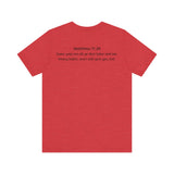 He is Rizzin Unisex Jersey Short Sleeve Tee with Matthew 11:28