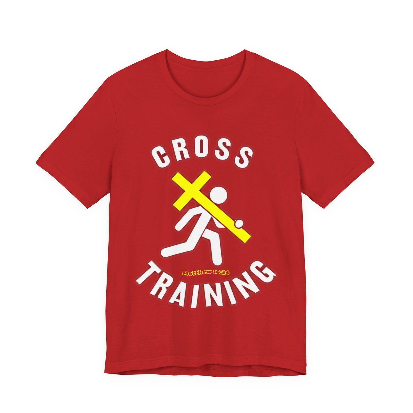 Cross Training — Matthew 16:24 | Unisex Jersey Short Sleeve Christian T-Shirt