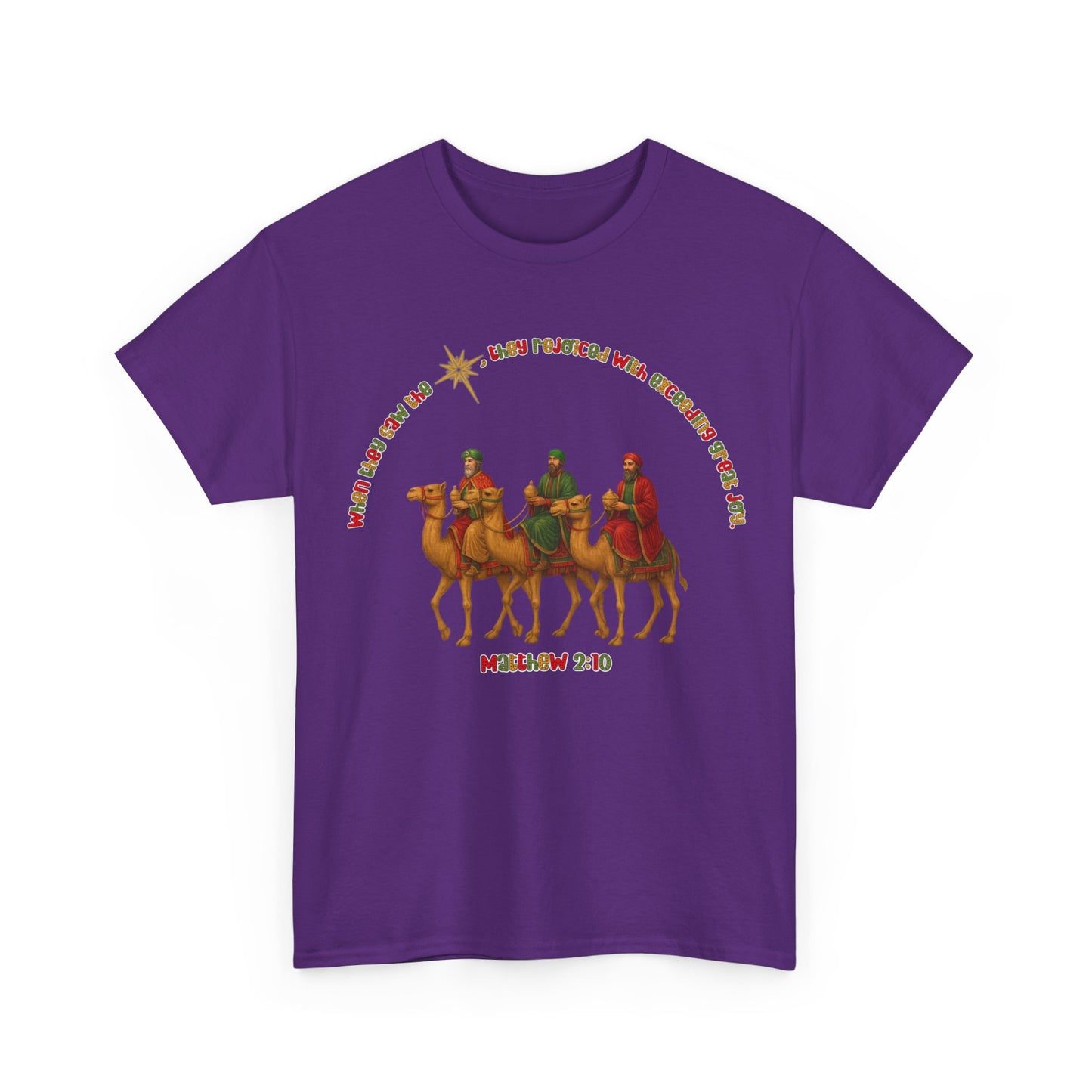 Three Wise Men Christmas Tee | Matthew 2:10 Nativity Shirt | Unisex Heavy Cotton Christian Holiday T-Shirt