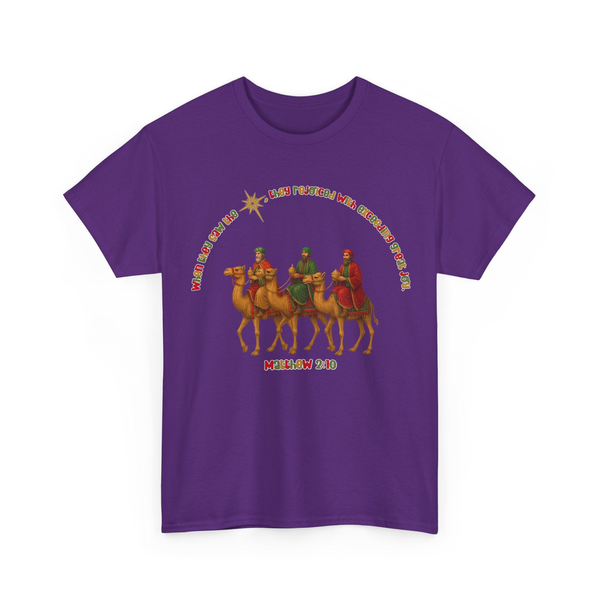 Three Wise Men Christmas Tee | Matthew 2:10 Nativity Shirt | Unisex Heavy Cotton Christian Holiday T-Shirt
