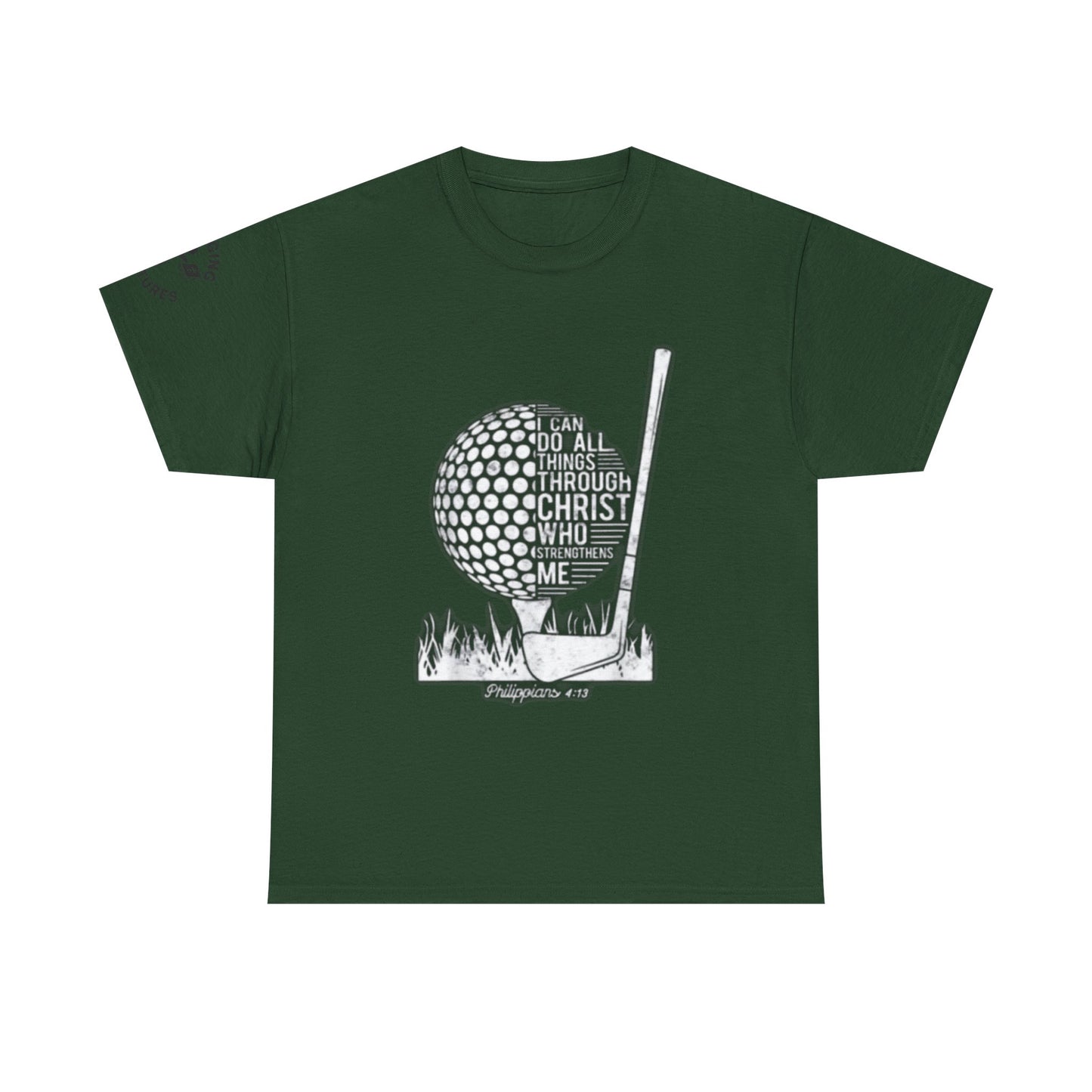 Philippians 4:13 Golf Tee | Christian Sports Shirt | Faith-Based Athletic Apparel | Unisex Heavy Cotton