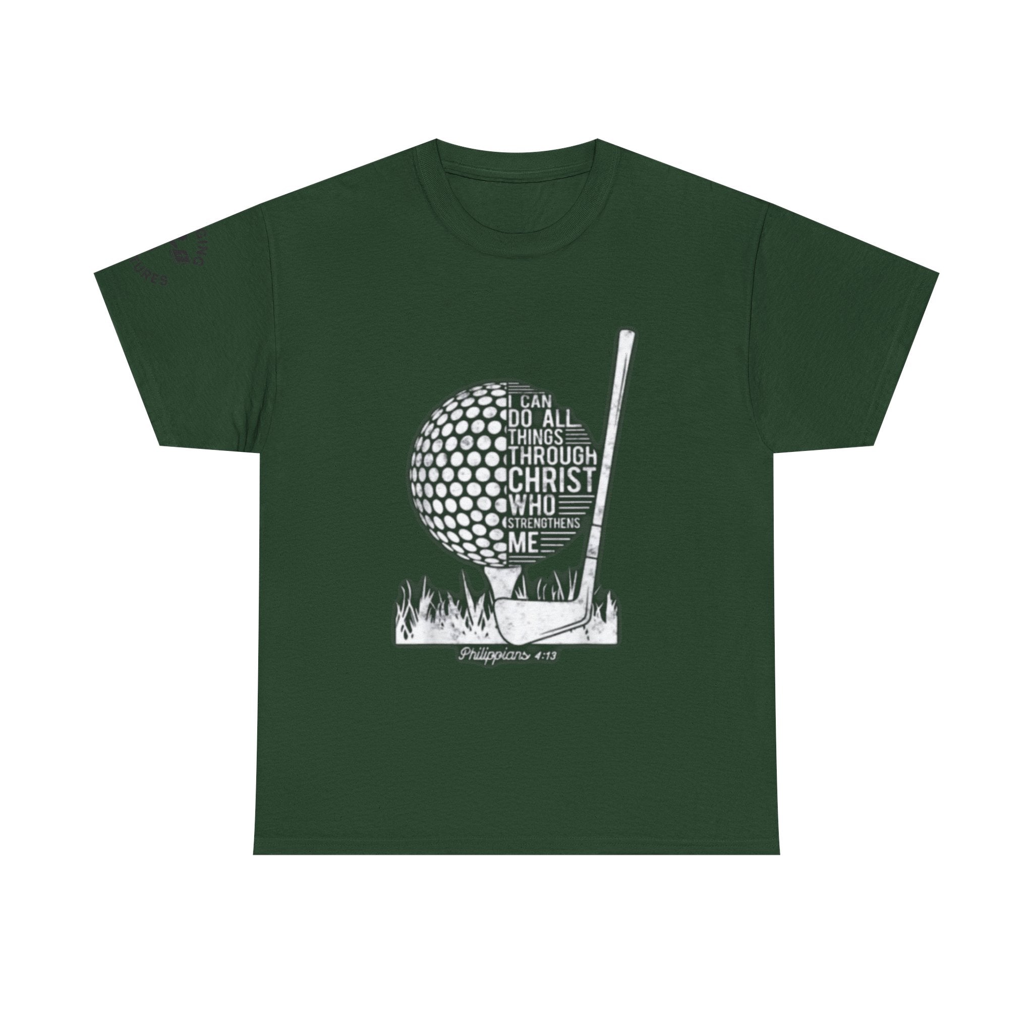 Philippians 4:13 Golf Tee | Christian Sports Shirt | Faith-Based Athletic Apparel | Unisex Heavy Cotton