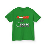 Hooked on Jesus Kids Tee | Matthew 4:19 Scripture Shirt | Christian Fishing T-Shirt for Children | Faith-Based Kids Apparel