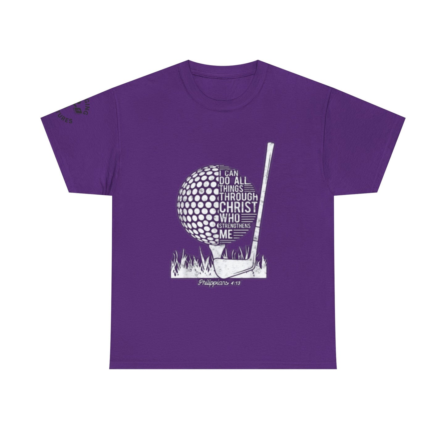 Philippians 4:13 Golf Tee | Christian Sports Shirt | Faith-Based Athletic Apparel | Unisex Heavy Cotton