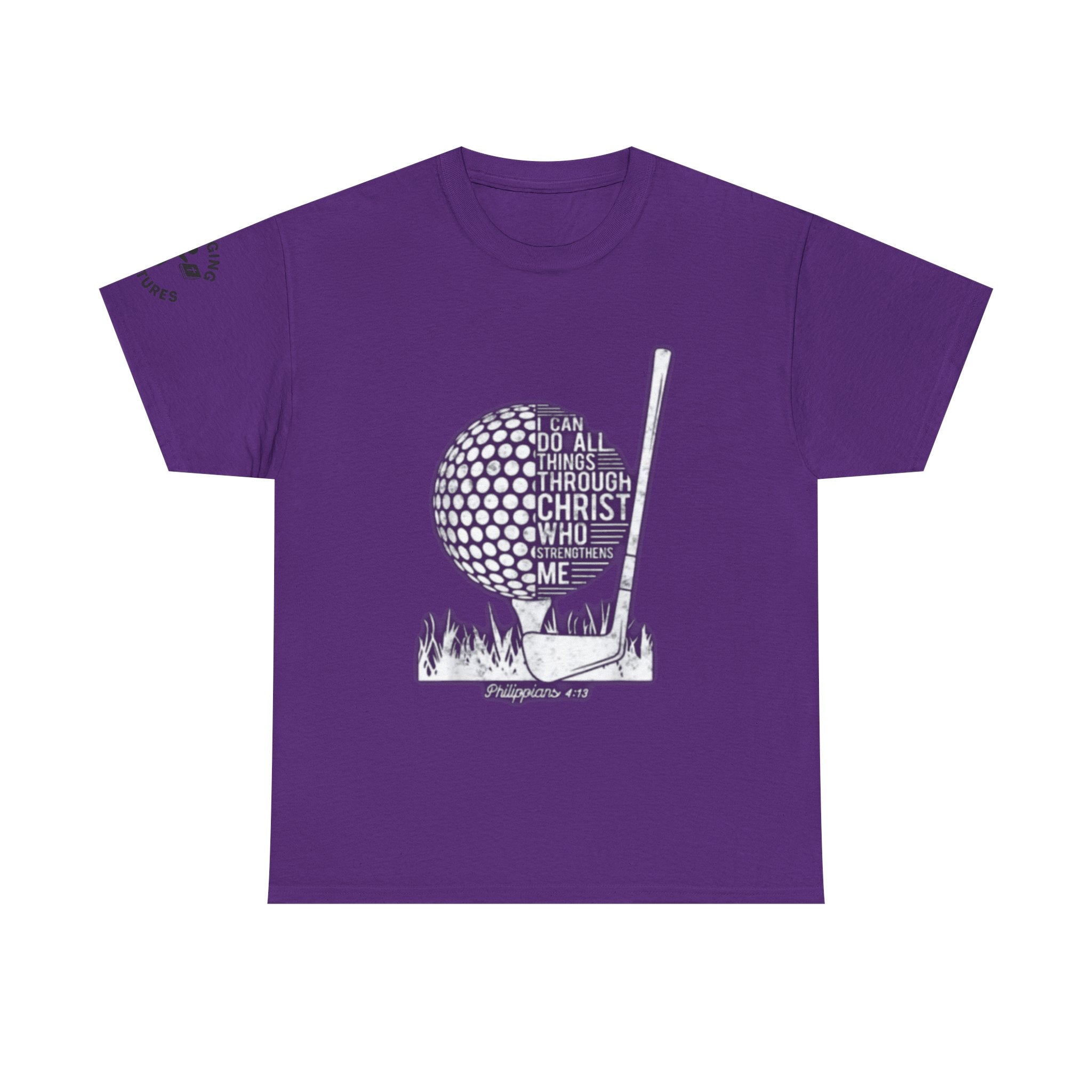 Philippians 4:13 Golf Tee | Christian Sports Shirt | Faith-Based Athletic Apparel | Unisex Heavy Cotton