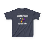 Hammer of Heaven — “Jesus Is My Superhero” Kids Christian Tee | Heaven’s Hero Badge