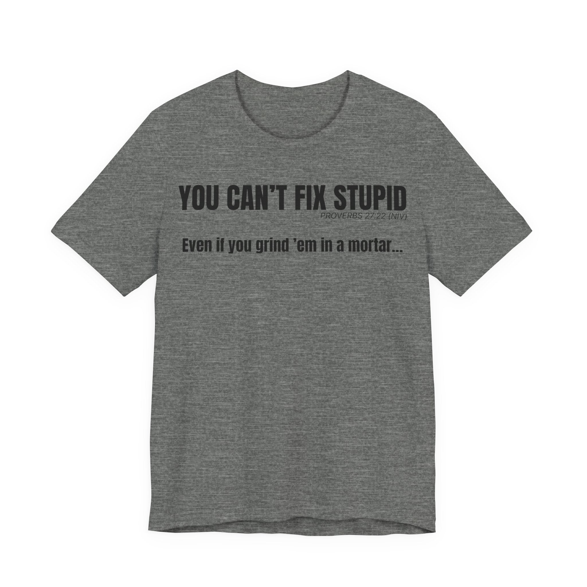 You Can’t Fix Stupid — Proverbs 27:22 | Unisex Jersey Short Sleeve Christian T-Shirt