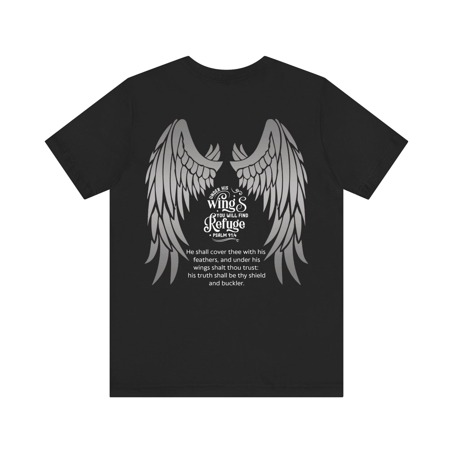 Under His Wings Refuge Tee — Psalm 91:4 | Unisex Jersey Christian T-Shirt | Faith-Based Apparel | Inspirational Scripture Shirt