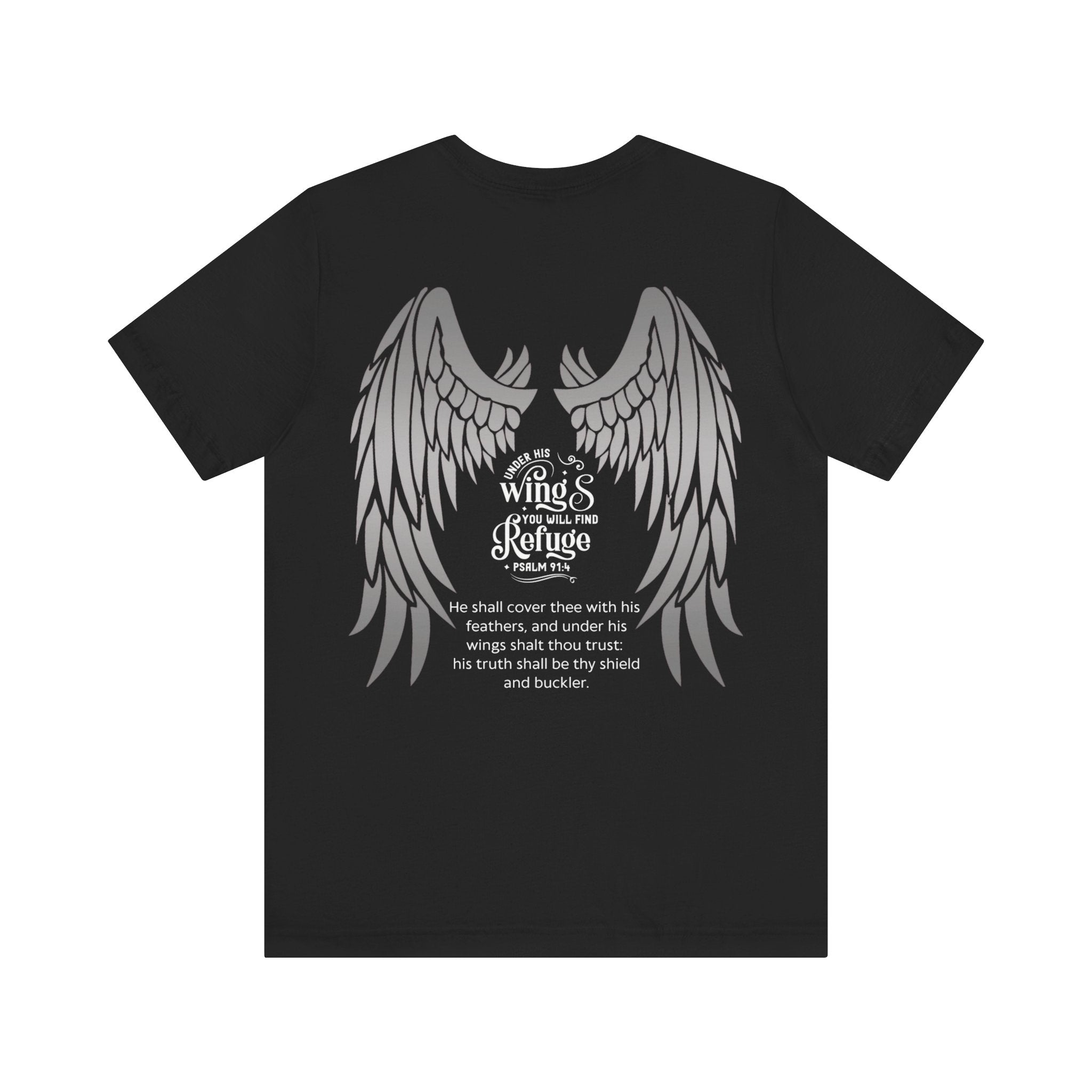Under His Wings Refuge Tee — Psalm 91:4 | Unisex Jersey Christian T-Shirt | Faith-Based Apparel | Inspirational Scripture Shirt