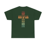 Man of God Cross Word Art Tee — Christian Father’s Day & Faith T-Shirt | Unisex Heavy Cotton