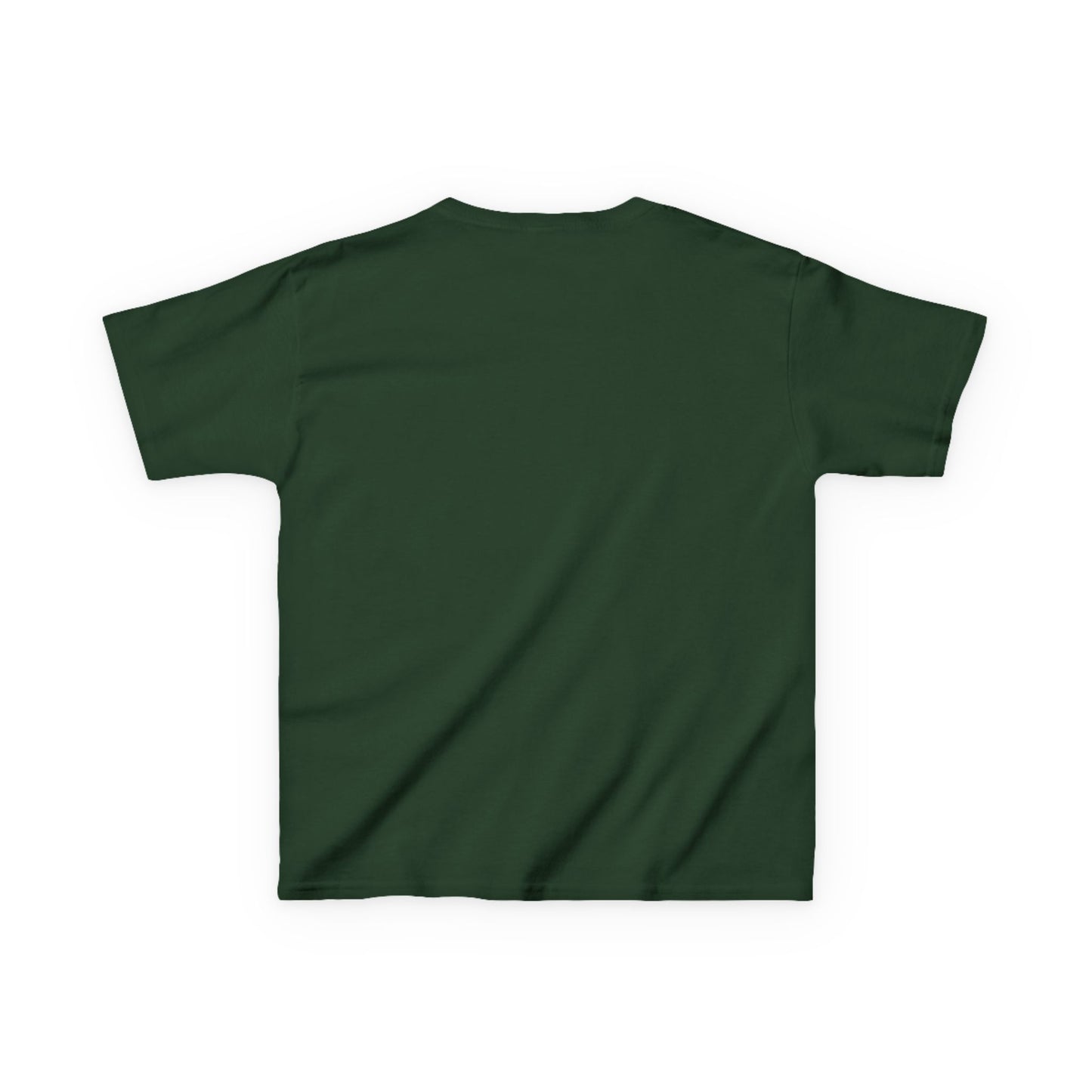 Back — Kids Christian T-Shirt solid deep green with no graphic (plain back view).