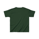 Back — Kids Christian T-Shirt solid deep green with no graphic (plain back view).