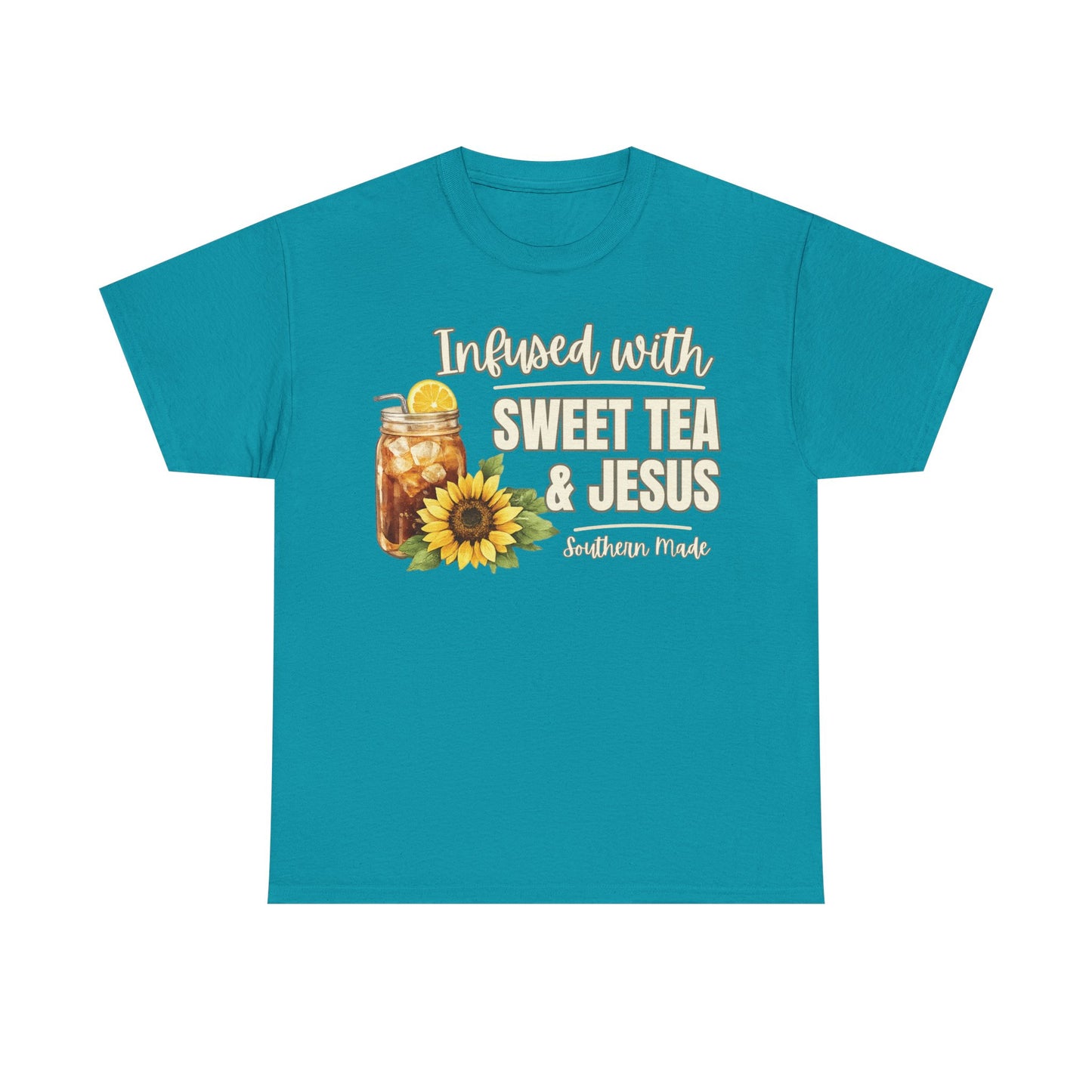 Infused with Sweet Tea & Jesus Tee – Southern Faith Shirt for Women | Boutique Christian Graphic T-Shirt