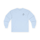 Front view — minimalist mountain chest print long sleeve shirt