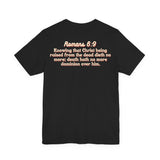 Jesus the Ultimate Deadlifter Tee — Romans 6:9 | Unisex Jersey Short Sleeve Christian T-Shirt