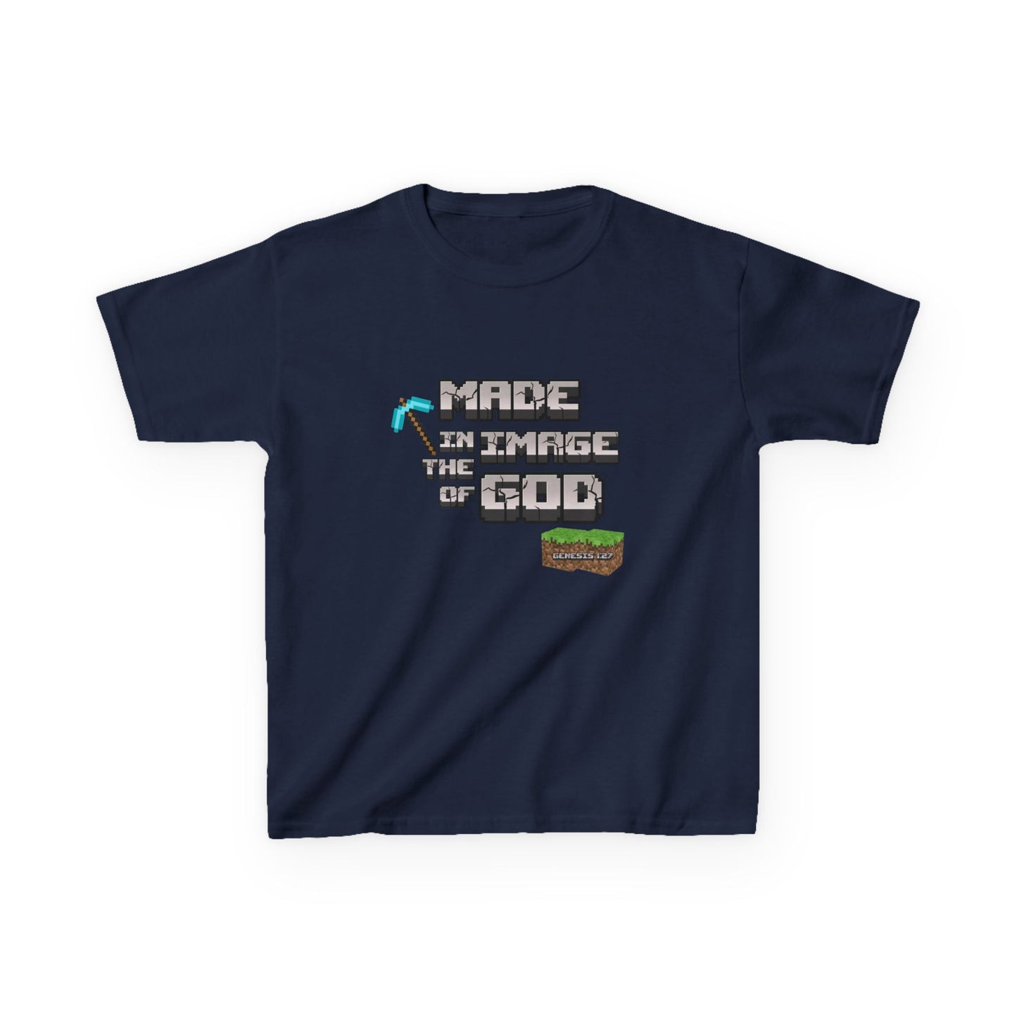 Made in the Image of God | Genesis 1:27 Christian Minecraft-Inspired Kids Tee