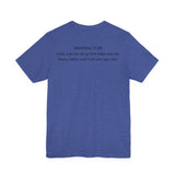He is Rizzin Unisex Jersey Short Sleeve Tee with Matthew 11:28