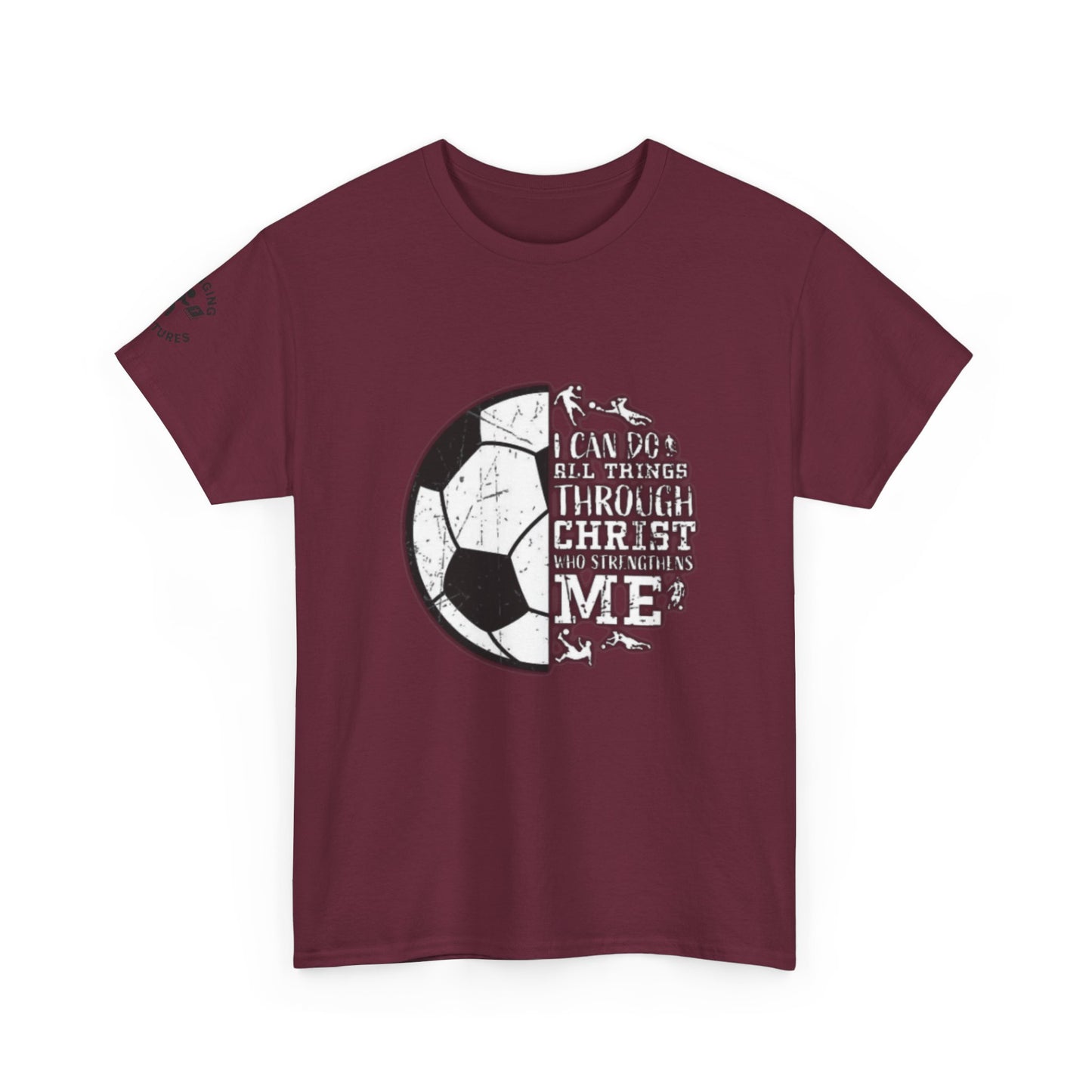 Philippians 4:13 Soccer Tee | Christian Athlete Shirt | Faith-Based Sports Apparel | Unisex Heavy Cotton