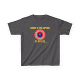 Christ Is the Captain of My Life Kids Tee — “Jesus Is My Superhero” Christian Shield Shirt (Mini + Me)