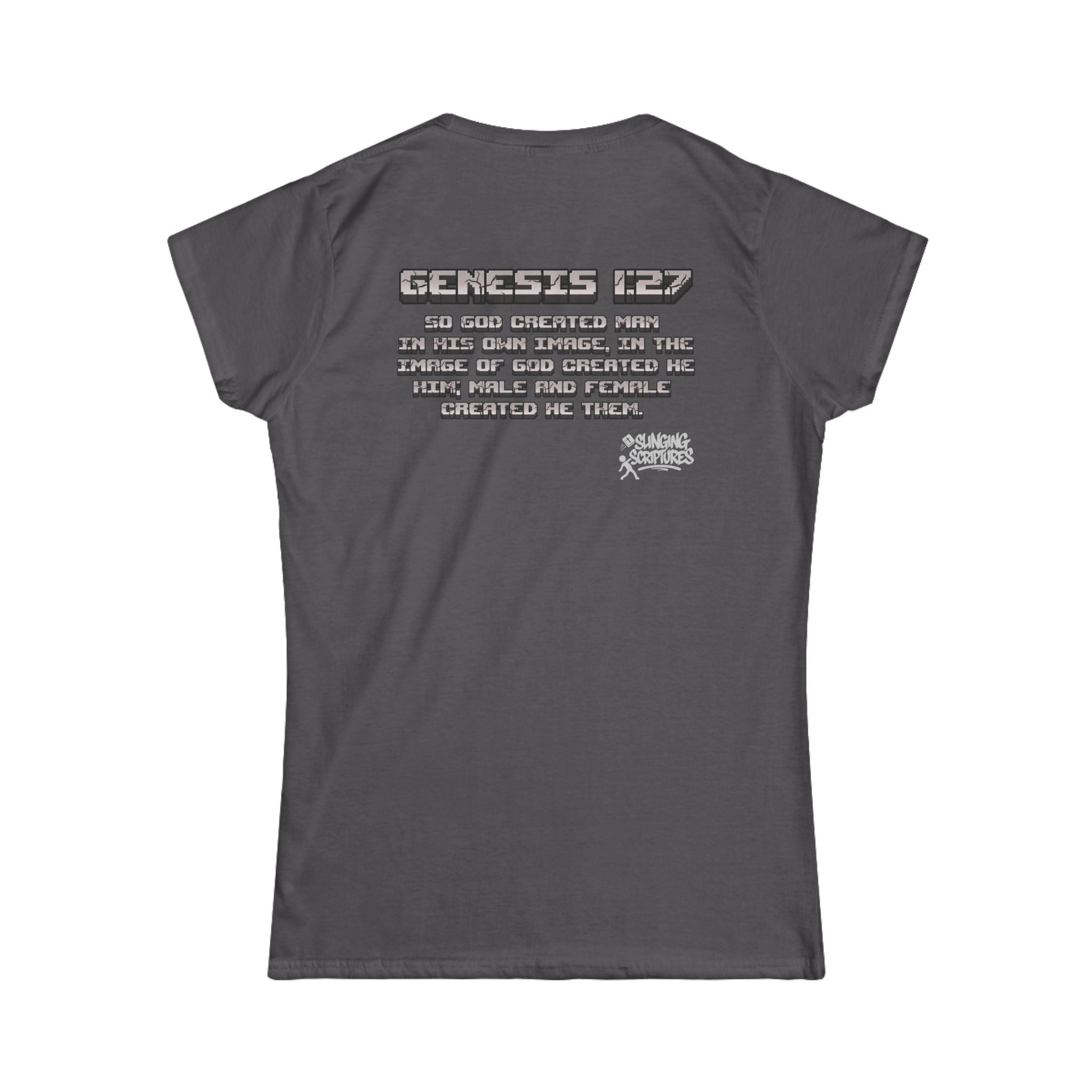 Made in the Image of God | Genesis 1:27 Christian Minecraft-Inspired Women’s Tee