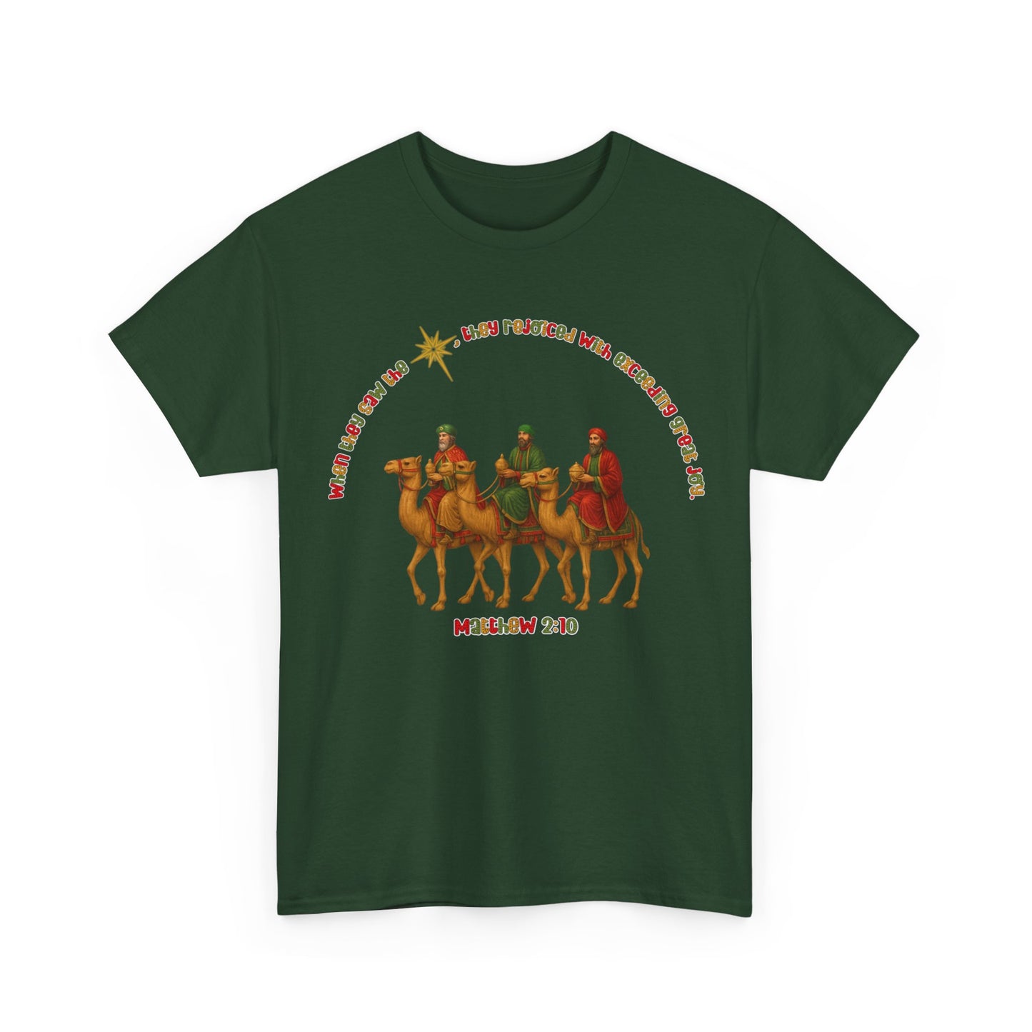 Three Wise Men Christmas Tee | Matthew 2:10 Nativity Shirt | Unisex Heavy Cotton Christian Holiday T-Shirt
