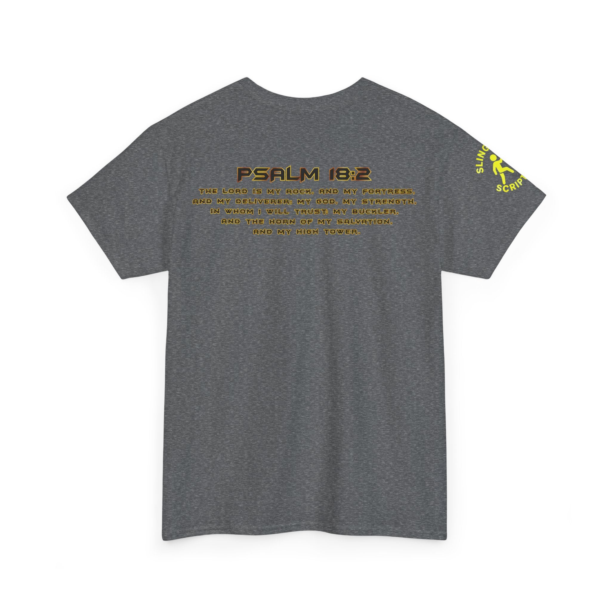 Jesus Superhero T-Shirt – Unisex Heavy Cotton Tee with Spotlight City Design & Psalm 18:2 Bible Verse