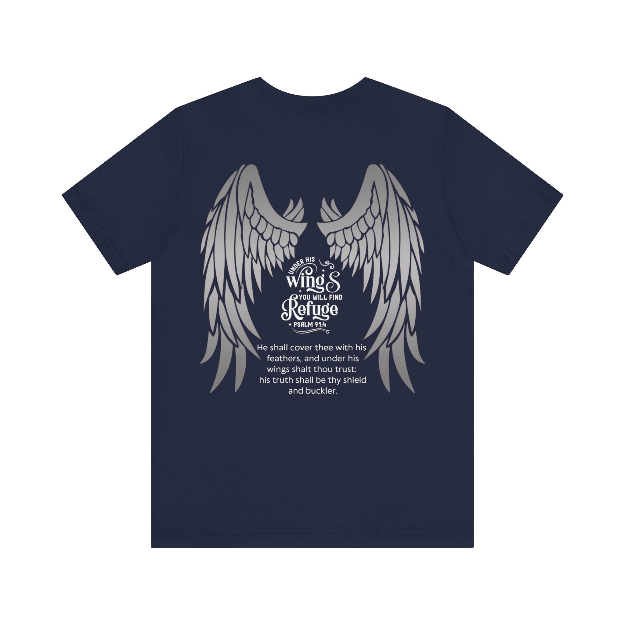 Under His Wings Refuge Tee — Psalm 91:4 | Unisex Jersey Christian T-Shirt | Faith-Based Apparel | Inspirational Scripture Shirt