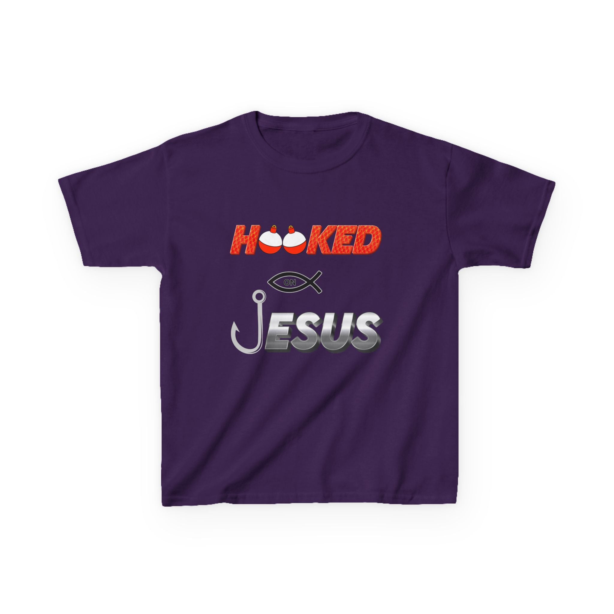 Hooked on Jesus Kids Tee | Matthew 4:19 Scripture Shirt | Christian Fishing T-Shirt for Children | Faith-Based Kids Apparel