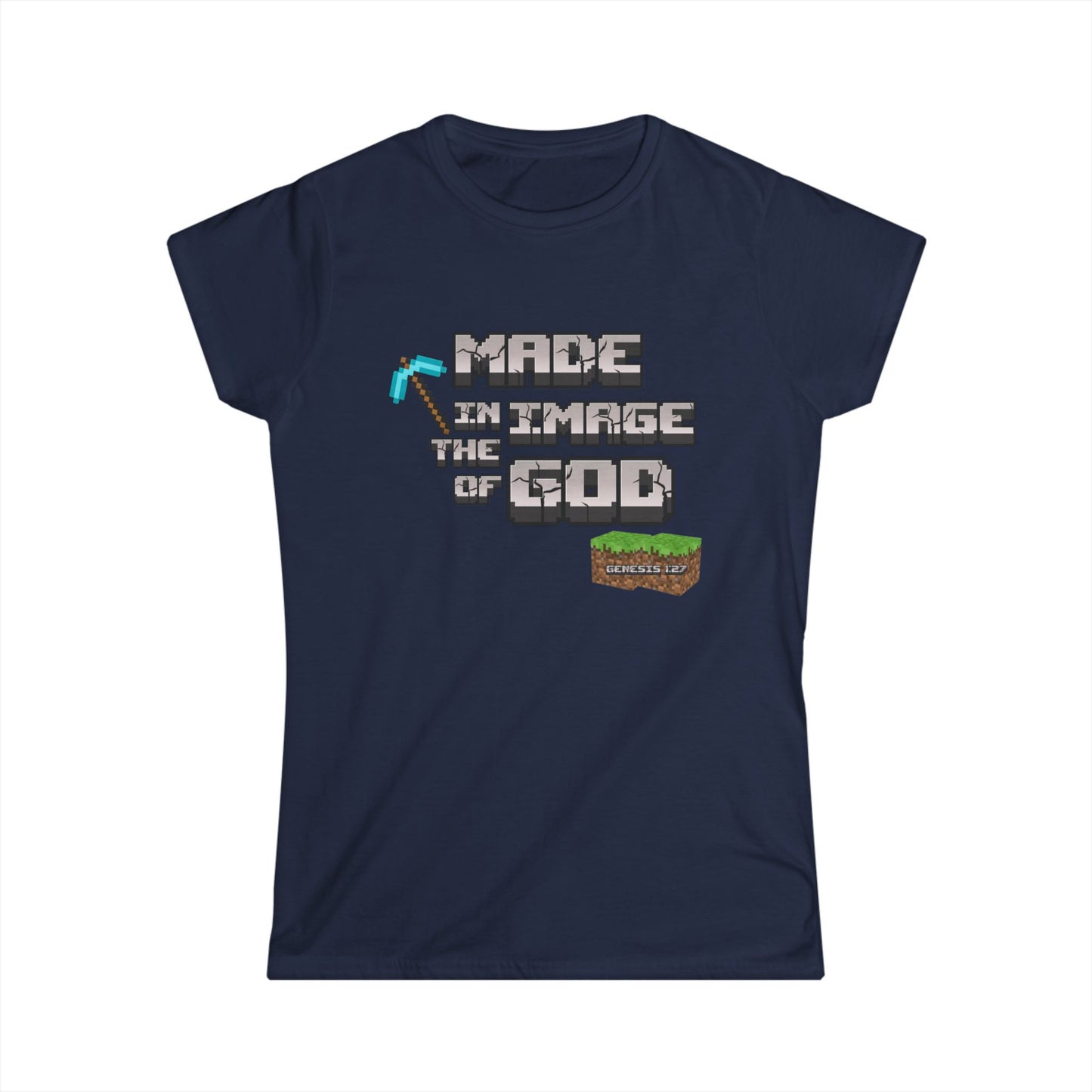 Made in the Image of God | Genesis 1:27 Christian Minecraft-Inspired Women’s Tee