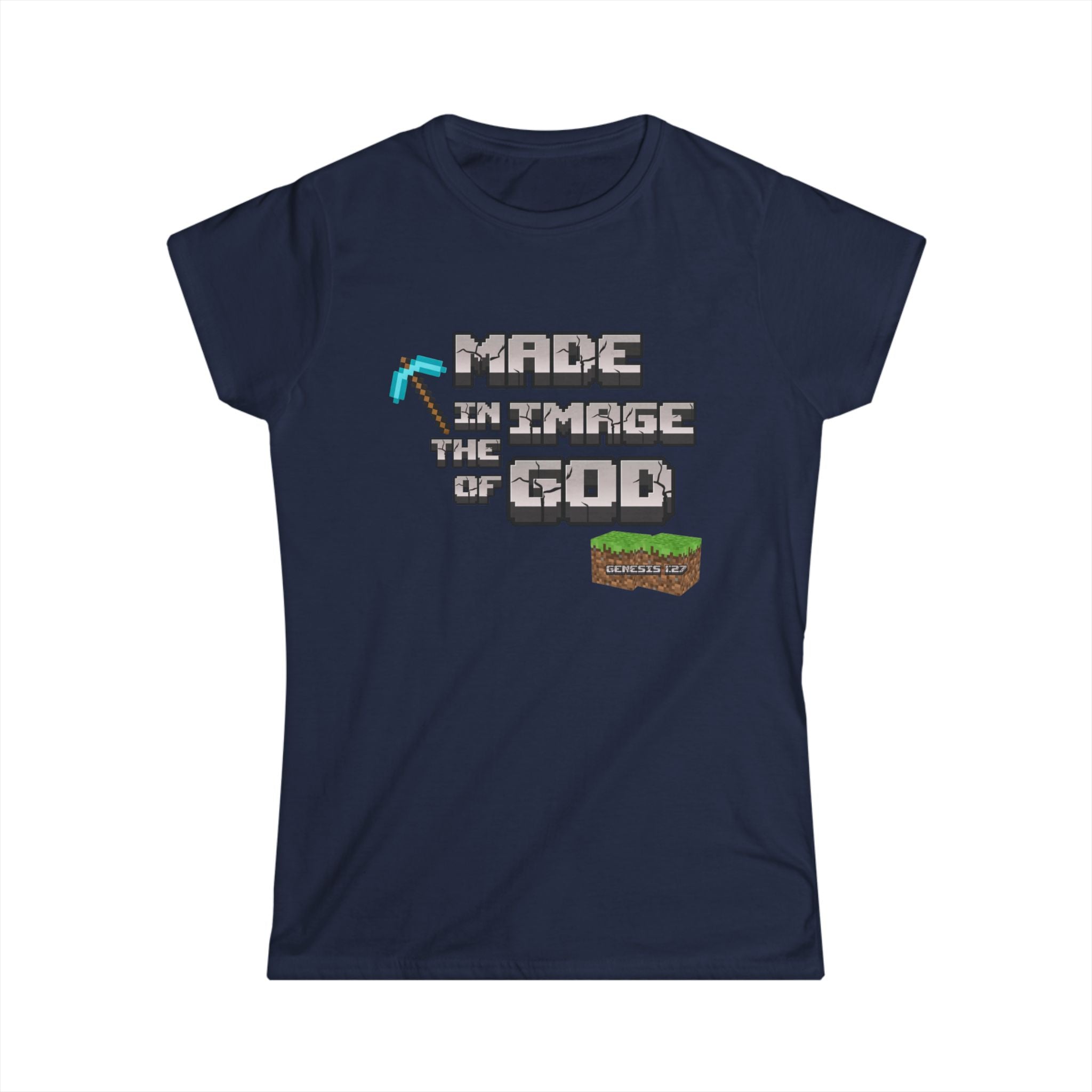 Made in the Image of God | Genesis 1:27 Christian Minecraft-Inspired Women’s Tee