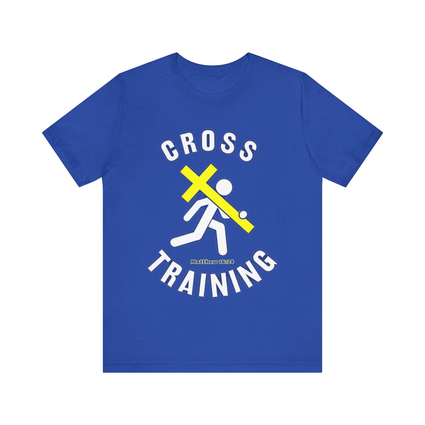 Cross Training — Matthew 16:24 | Unisex Jersey Short Sleeve Christian T-Shirt
