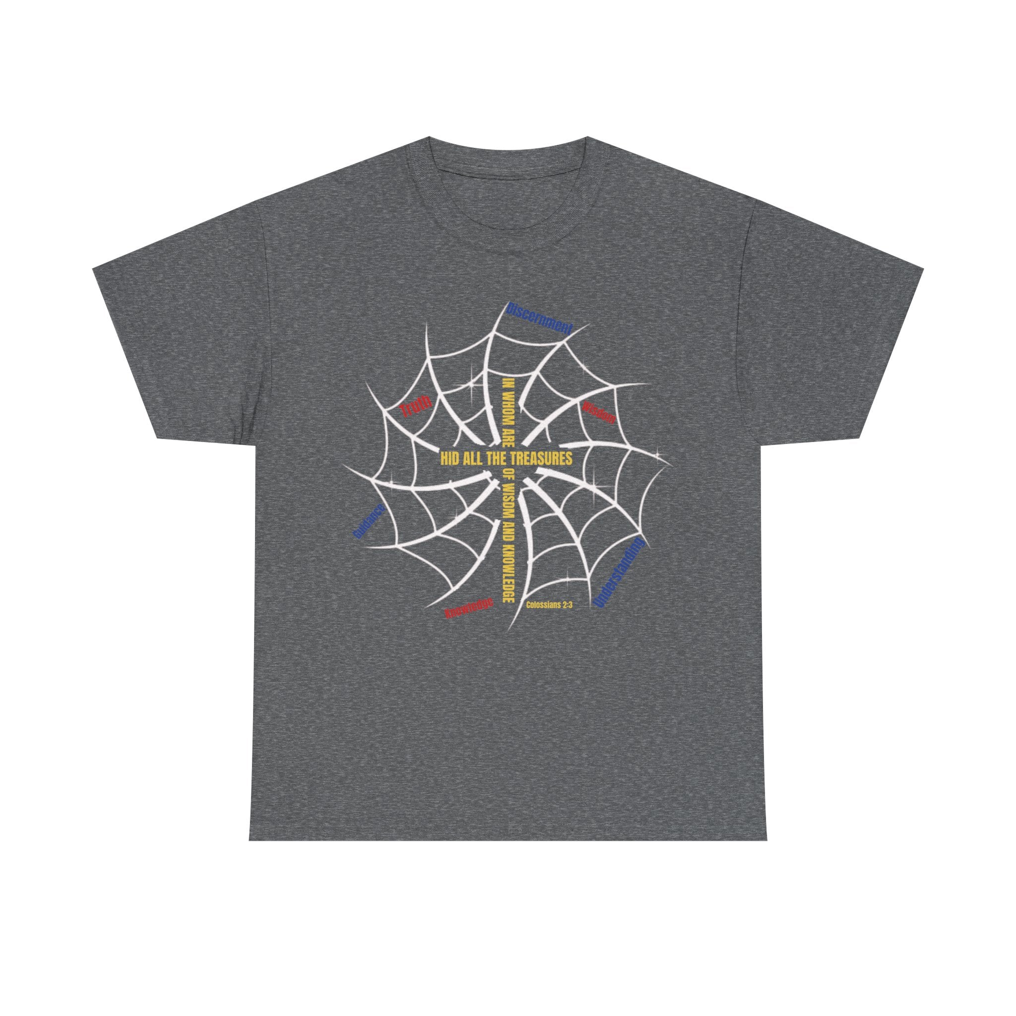 Web of Wisdom — Colossians 2:3 | Unisex Heavy Cotton Christian T-Shirt