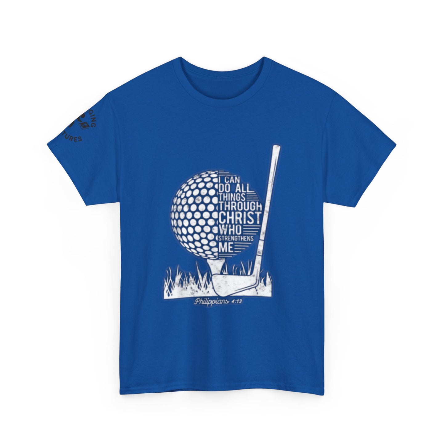 Philippians 4:13 Golf Tee | Christian Sports Shirt | Faith-Based Athletic Apparel | Unisex Heavy Cotton