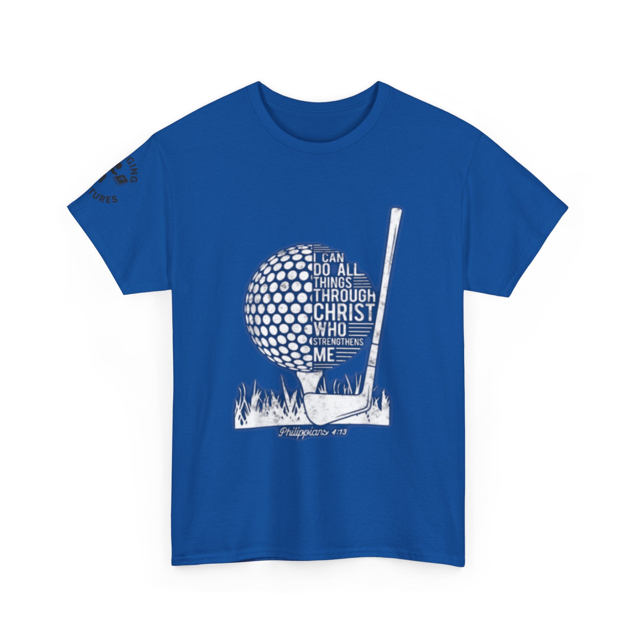 Philippians 4:13 Golf Tee | Christian Sports Shirt | Faith-Based Athletic Apparel | Unisex Heavy Cotton