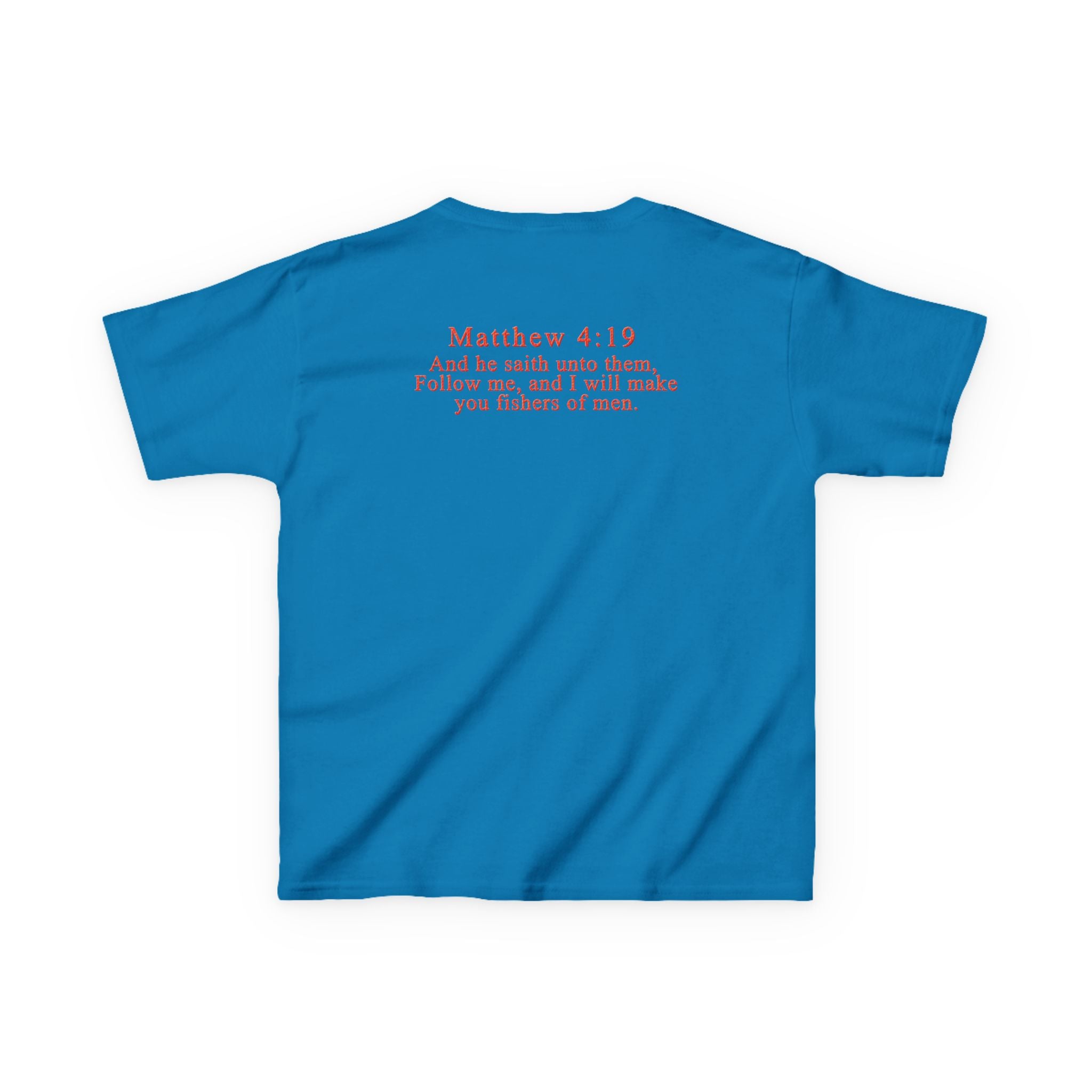 Hooked on Jesus Kids Tee | Matthew 4:19 Scripture Shirt | Christian Fishing T-Shirt for Children | Faith-Based Kids Apparel