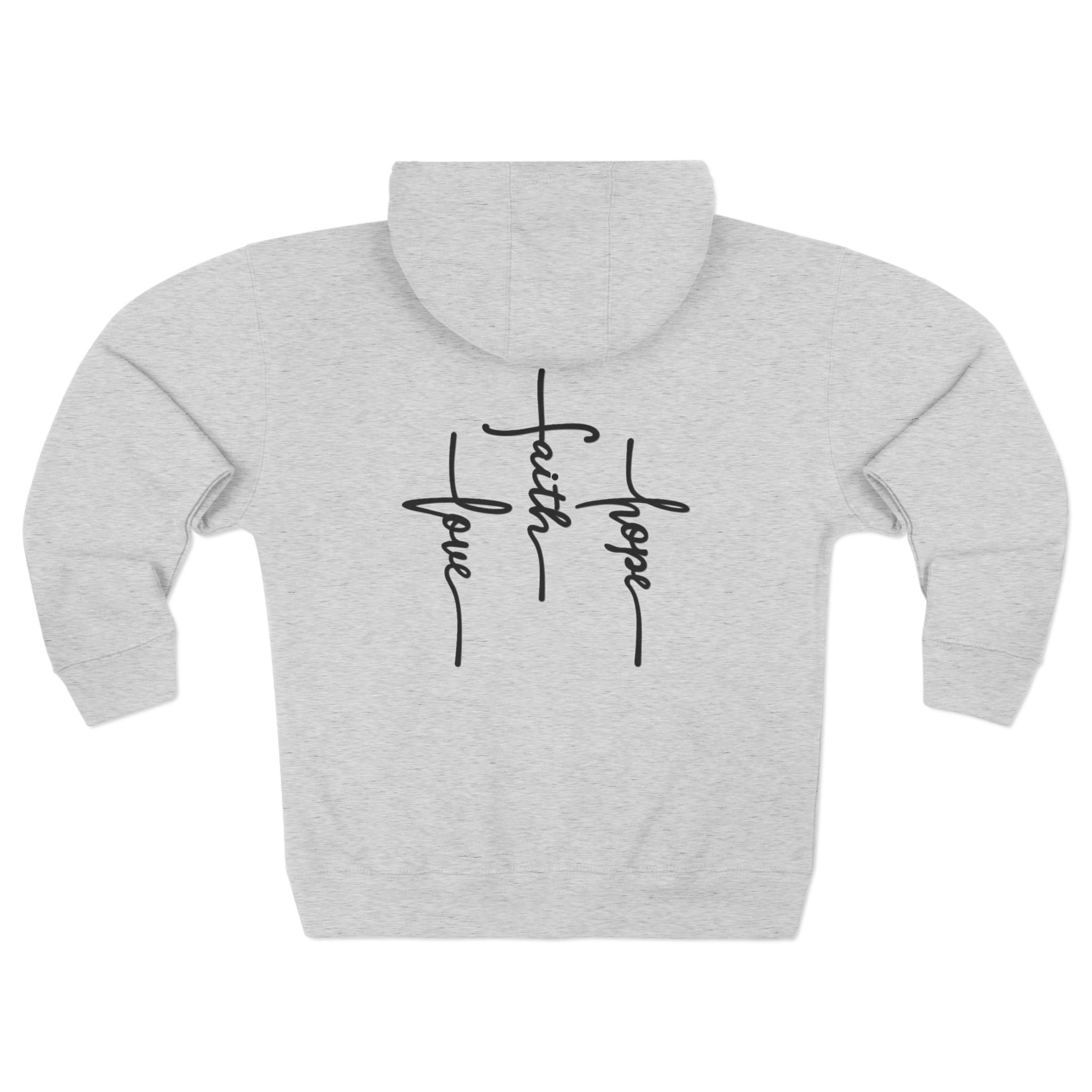 3 Crosses Easter Zip Hoodie — Minimal Script Inspirational Zip-Up
