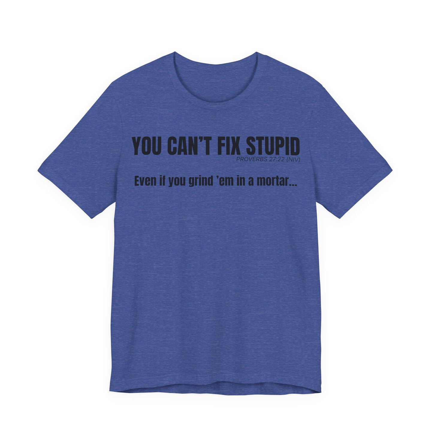 You Can’t Fix Stupid — Proverbs 27:22 | Unisex Jersey Short Sleeve Christian T-Shirt