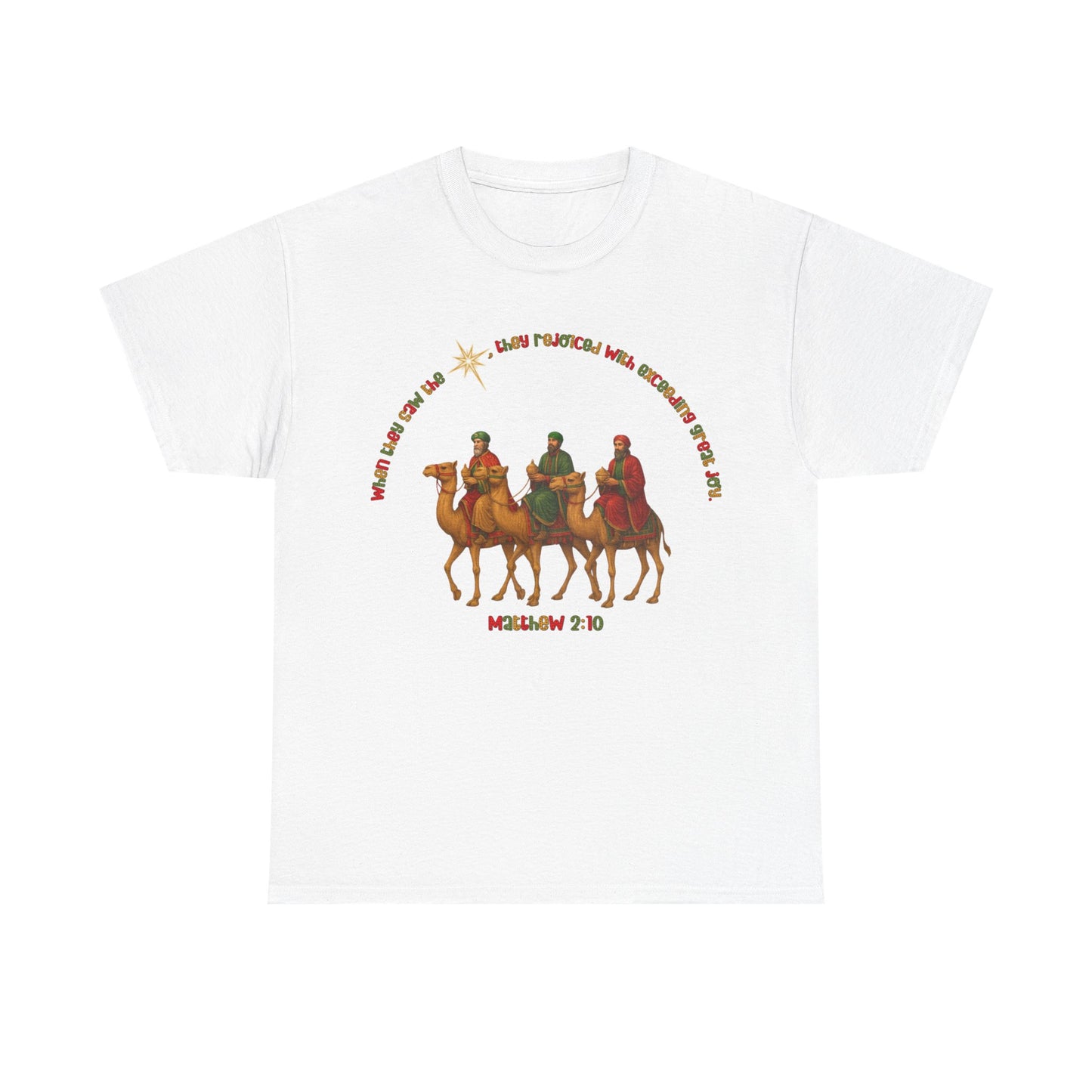 Three Wise Men Christmas Tee | Matthew 2:10 Nativity Shirt | Unisex Heavy Cotton Christian Holiday T-Shirt
