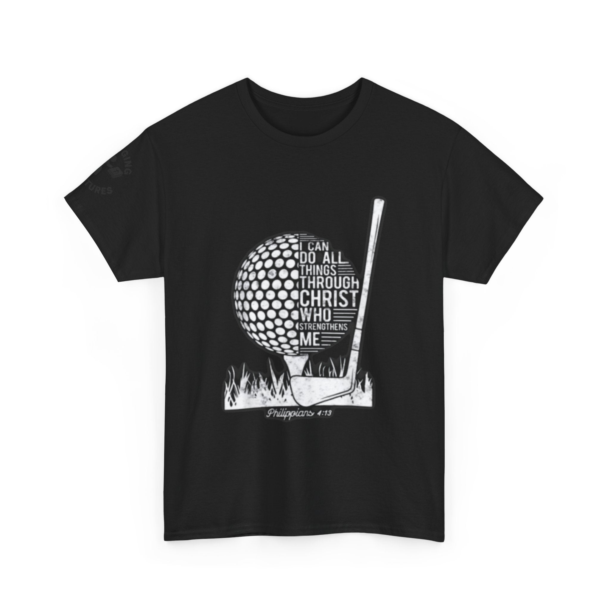 Philippians 4:13 Golf Tee | Christian Sports Shirt | Faith-Based Athletic Apparel | Unisex Heavy Cotton