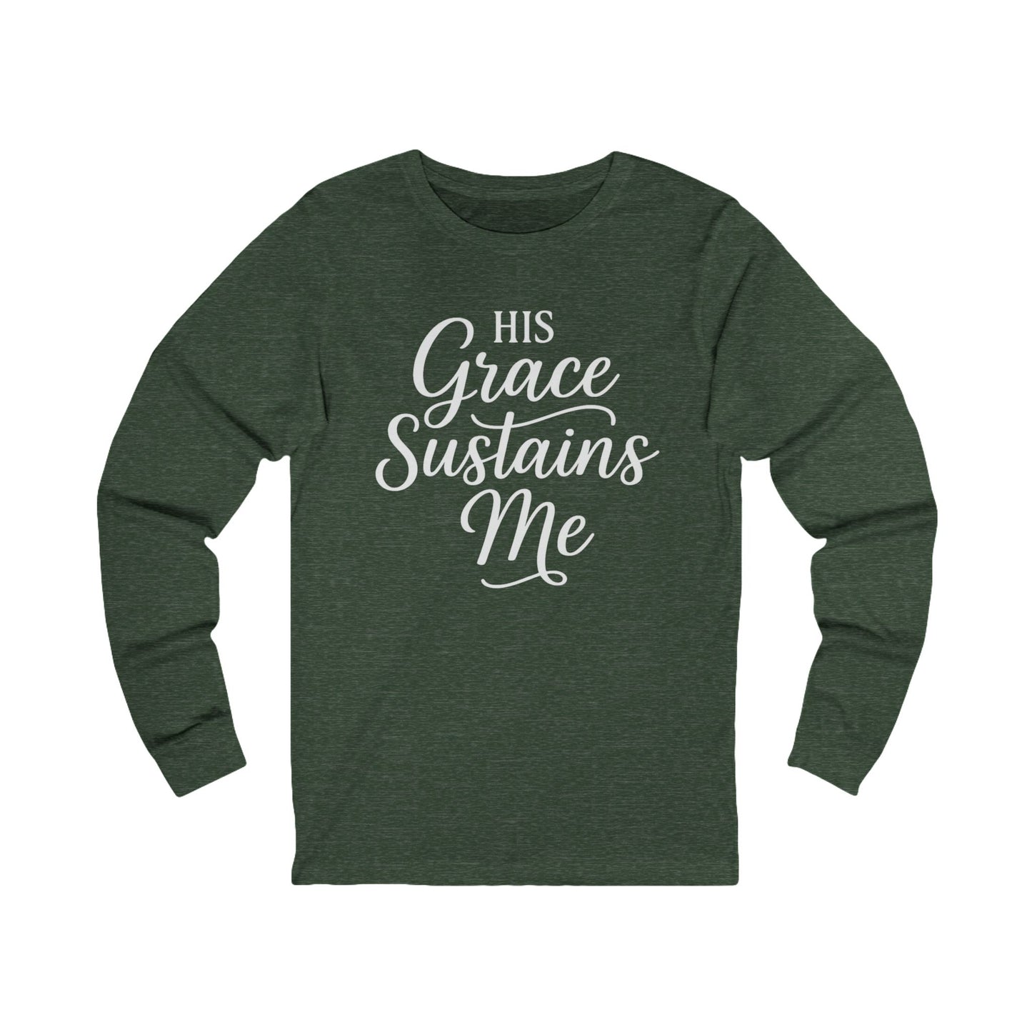 His Grace Sustains Me — 2 Corinthians 12:9 | Unisex Christian Jersey Long Sleeve T-Shirt